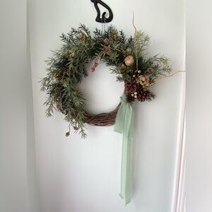 Wreath Flippers Handcrafted 14" Muted Sage Green Winter Wreath